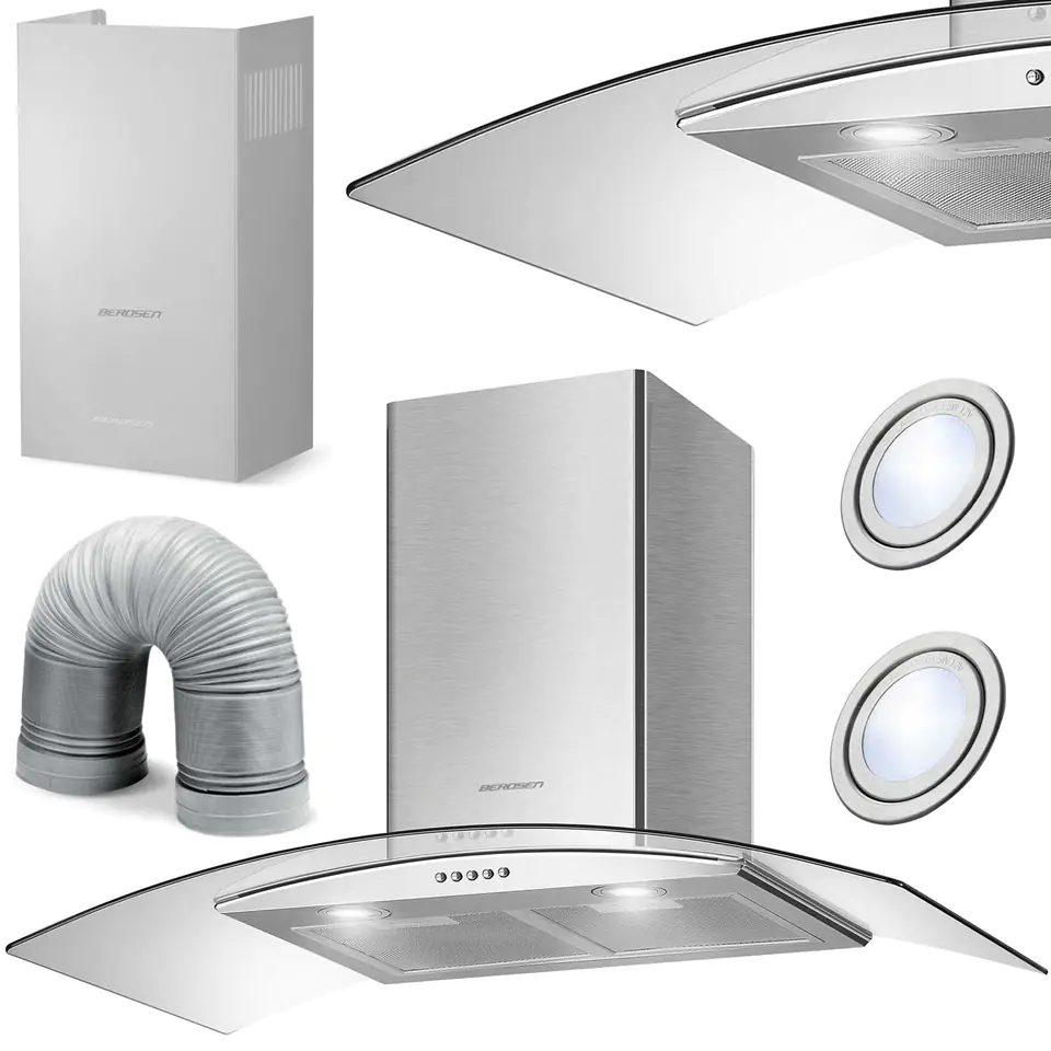 Okap kuchenny kominowy 90 cm Berdsen BT-223 INOX w sklepie Wasserman.eu