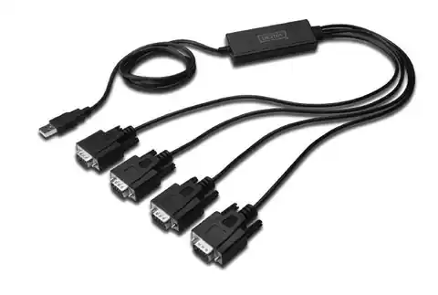 ⁨Konwerter/Adapter USB 2.0 do 4x RS232 (DB9) z kablem USB A M/Ż dł. 1,5m⁩ w sklepie Wasserman.eu