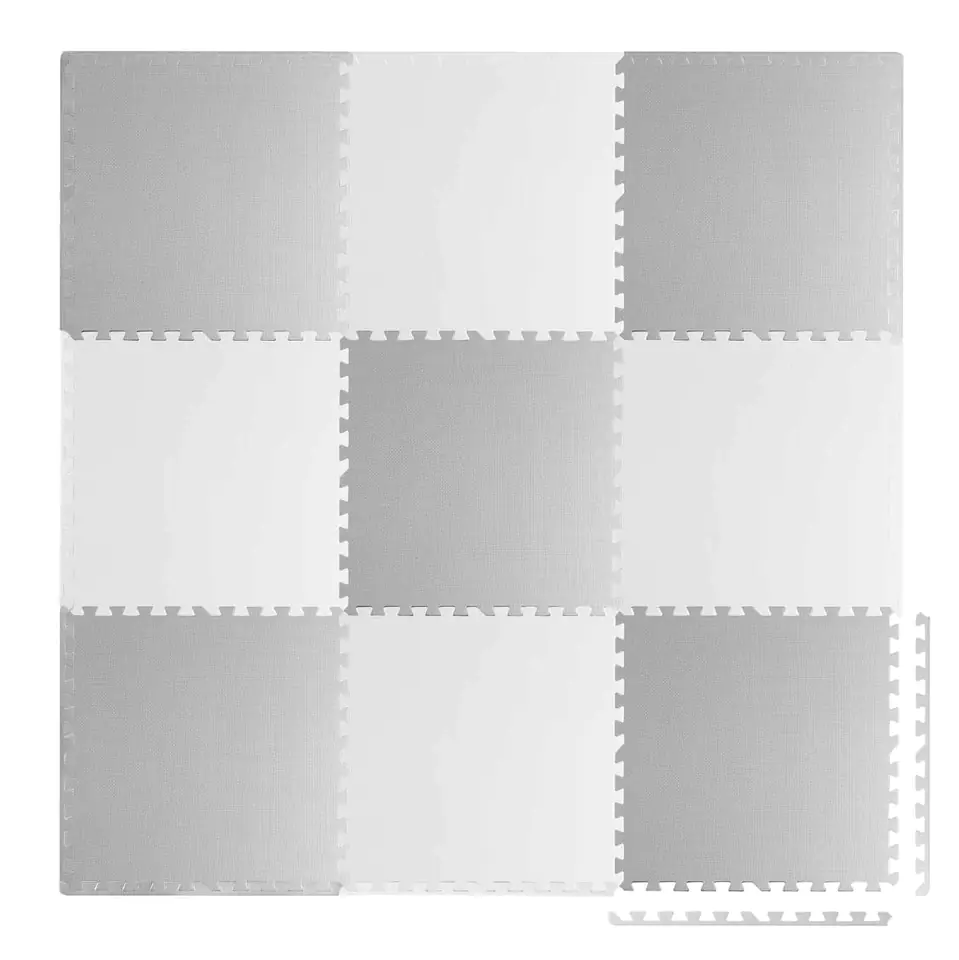 ⁨Duża mata piankowa puzzle biało-szara Ricokids 180x180cm 9szt⁩ w sklepie Wasserman.eu