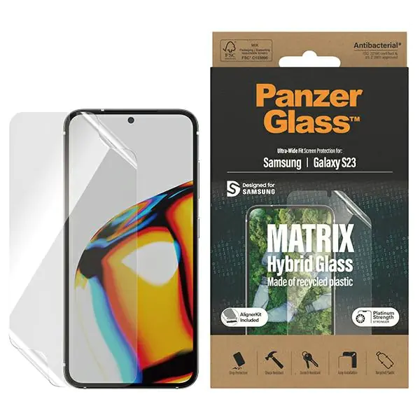 ⁨PanzerGlass Matrix Ultra-Wide Fit Sam S23 S911 Screen Protection 7318 z pozycjonerem⁩ w sklepie Wasserman.eu