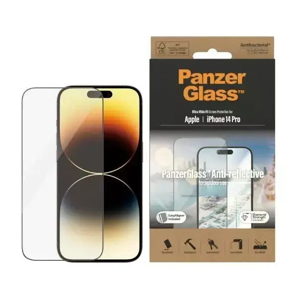 ⁨PanzerGlass ® Anti-Reflective Screen Protector Apple iPhone 14 Pro | Ultra-Wide Fit w. EasyAligner⁩ at Wasserman.eu