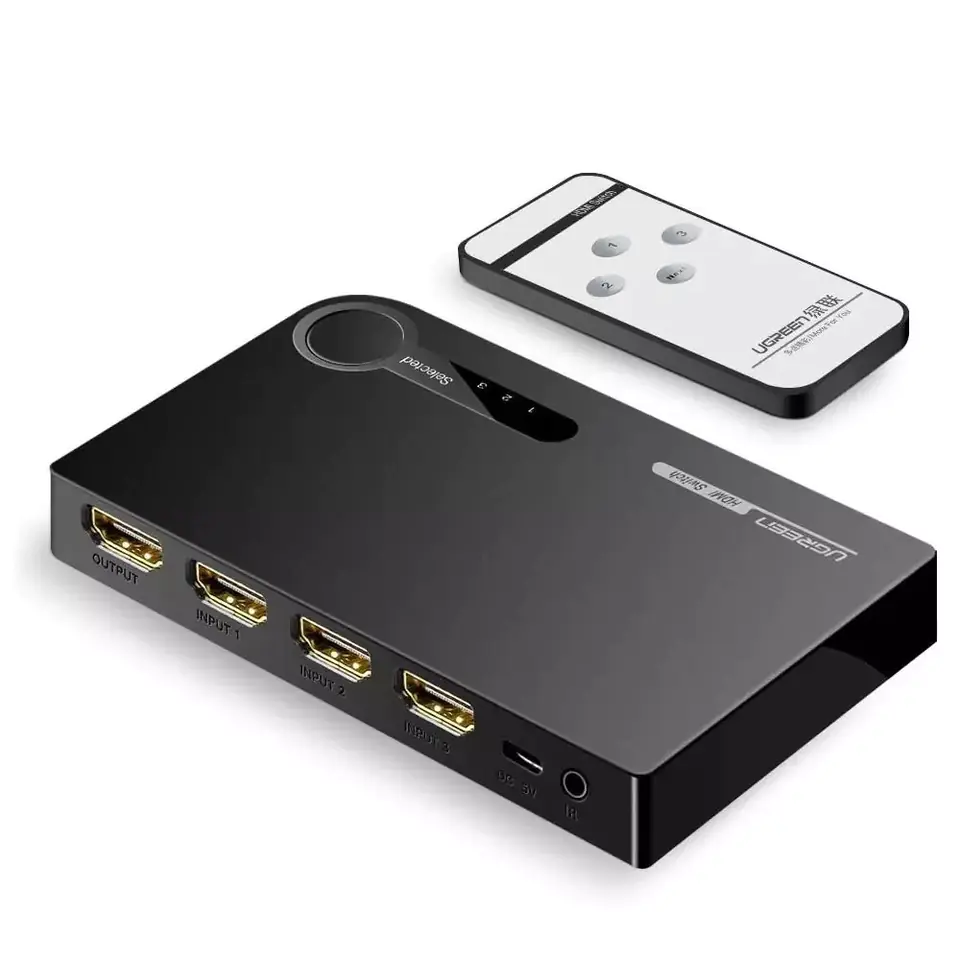 ⁨Ugreen przełącznik rozdzielacz splitter switch HDMI - 3x HDMI 3D 4K 7,5 Gbps 36 bit na kanał czarny (40234)⁩ w sklepie Wasserman.eu