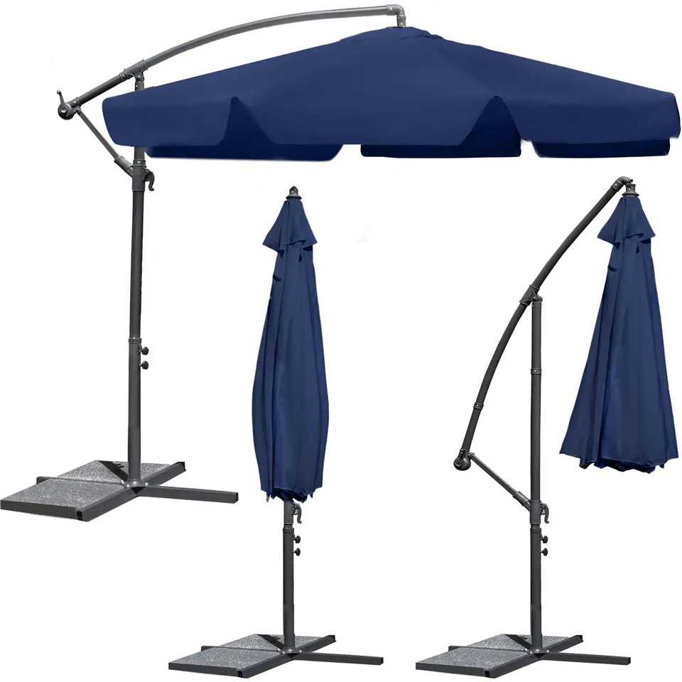 ⁨Parasol ogrodowy składany 6 segmentów granatowy 350cm⁩ w sklepie Wasserman.eu