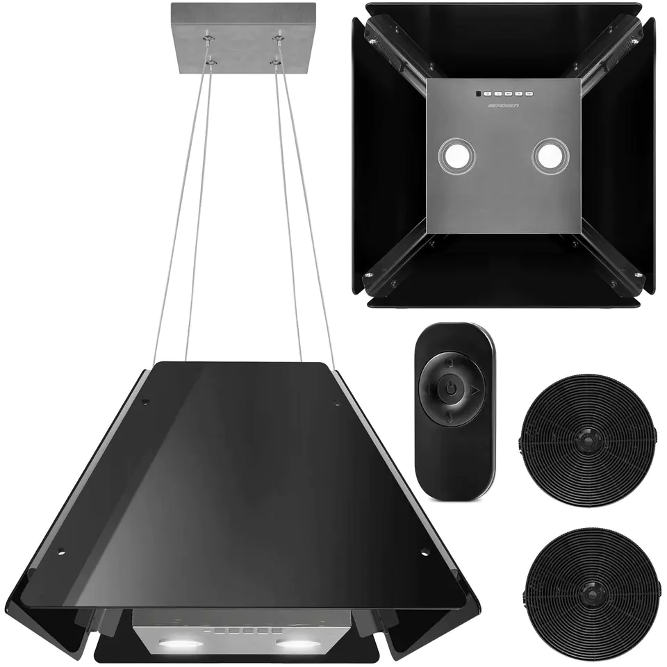 Okap kuchenny szklany wiszący 60cm czarny BT-222 w sklepie Wasserman.eu