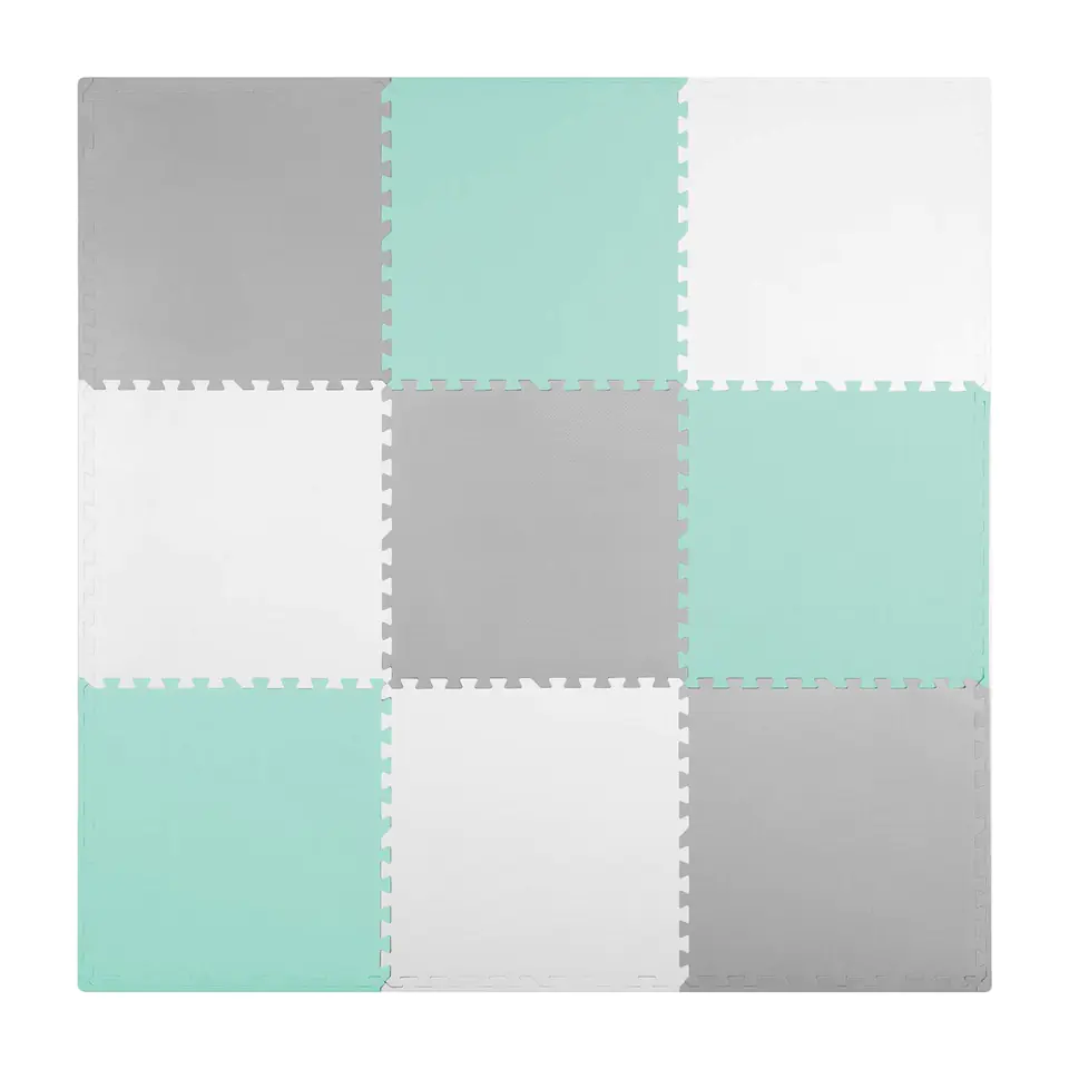 ⁨Duża mata piankowa puzzle Ricokids 180x180cm 9 szt szaro-turkusowa⁩ w sklepie Wasserman.eu