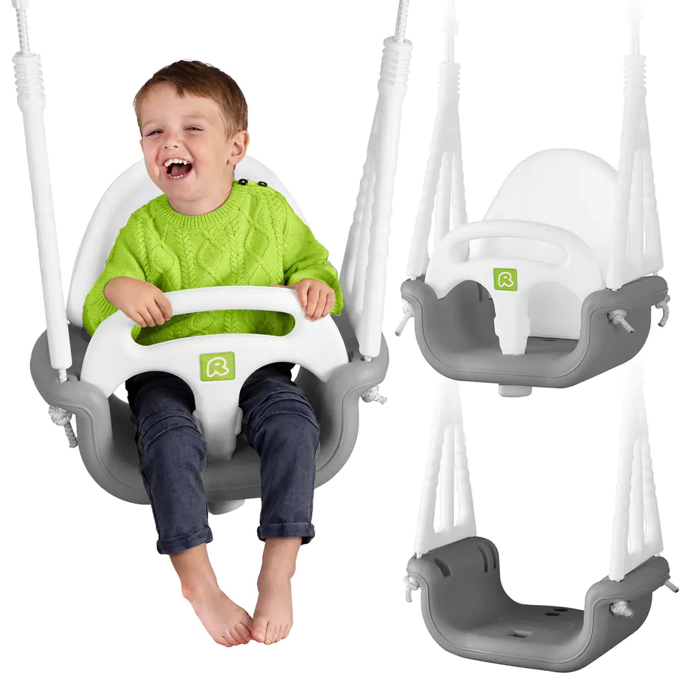 ⁨Huśtawka kubełkowa 3w1 Ricokids szaro-biała⁩ w sklepie Wasserman.eu
