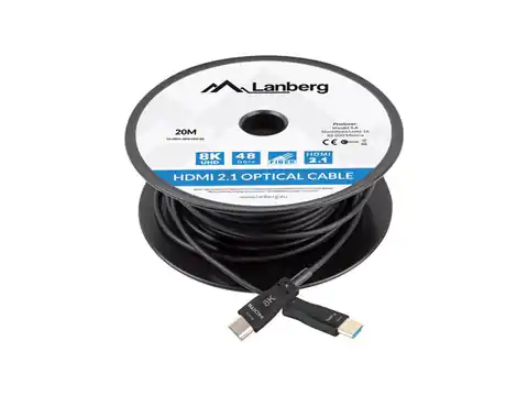 ⁨Lanberg CA-HDMI-30FB-0200-BK optical cable HDMI M/M 20m v2.1 8K AOC⁩ at Wasserman.eu