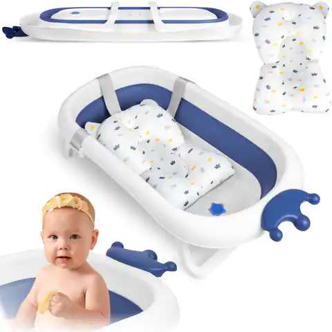 ⁨Wanienka dla niemowląt z poduszką RK-280 biało-niebieska⁩ w sklepie Wasserman.eu