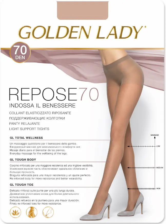 ⁨GOLDEN LADY REPOSE 70 den relaxing tights (Black, Size 5)⁩ at Wasserman.eu