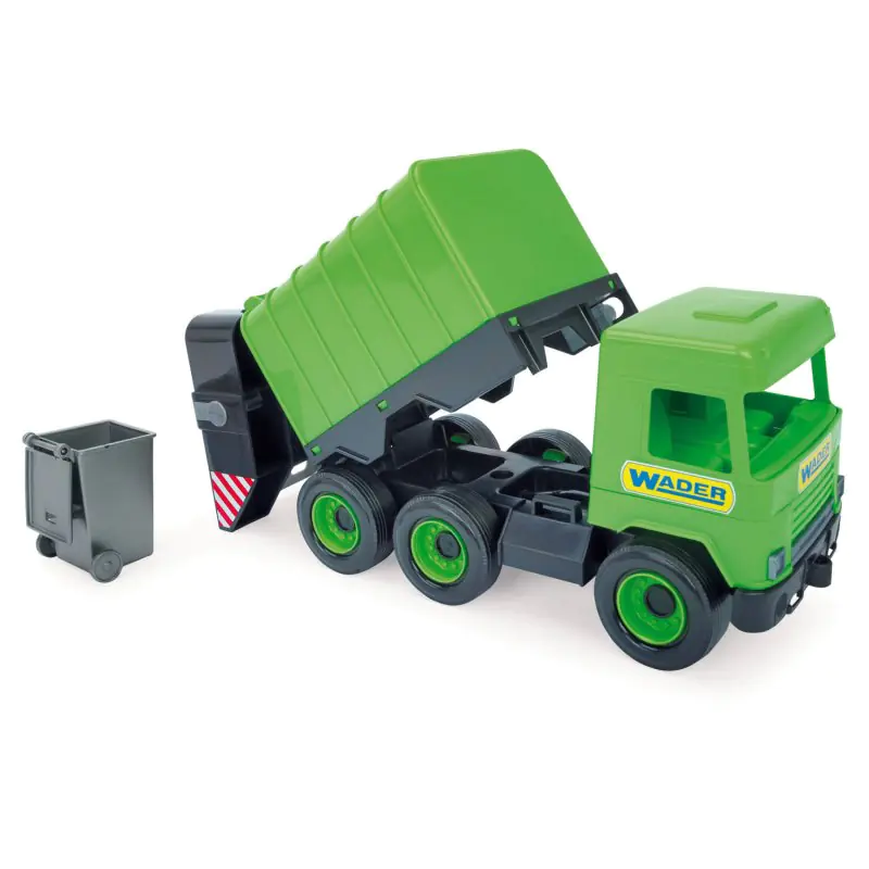 ⁨Middle Truck Garbage truck green in box⁩ at Wasserman.eu