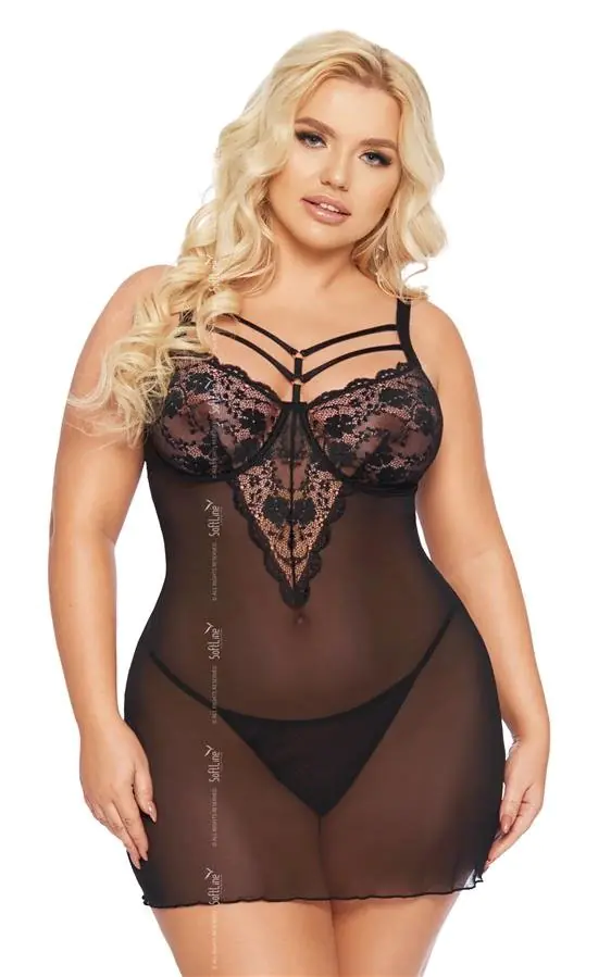 ⁨Aldona czarny plus size koszulka 1890 (kolor czarny, rozmiar XL)⁩ w sklepie Wasserman.eu