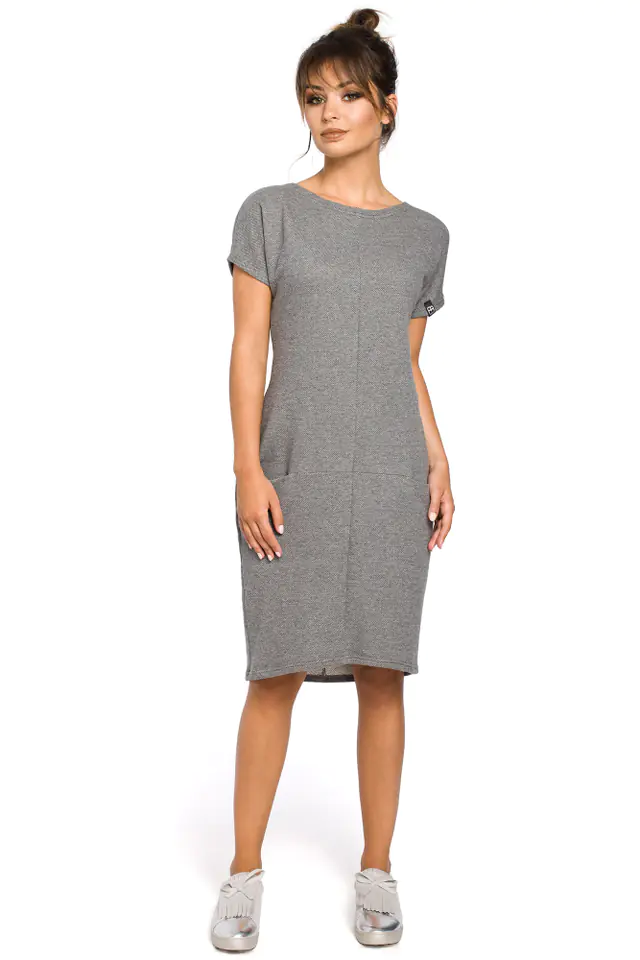 ⁨B050 sukienka szara (kolor szary, rozmiar XL)⁩ w sklepie Wasserman.eu