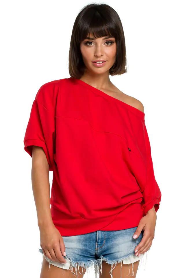 ⁨B079 Sweatshirt with kimono sleeves red (Red, size S/M)⁩ at Wasserman.eu