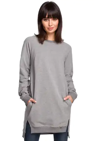 ⁨B101 Sweatshirt - tunic with side slits - grey (Colour grey, Size L (40))⁩ at Wasserman.eu
