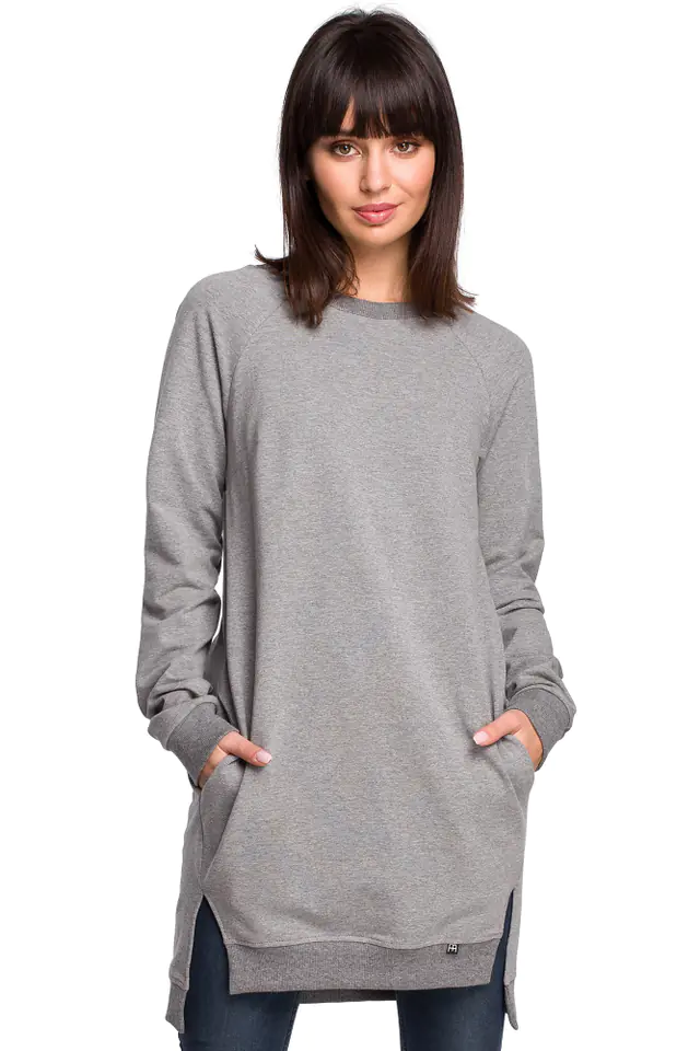 ⁨B101 Sweatshirt - tunic with side slits - grey (Colour grey, size S (36))⁩ at Wasserman.eu