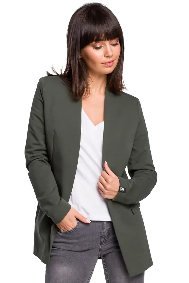 ⁨B102 Żakiet dzianinowy bez zapięcia - khaki (kolor khaki, rozmiar L)⁩ w sklepie Wasserman.eu