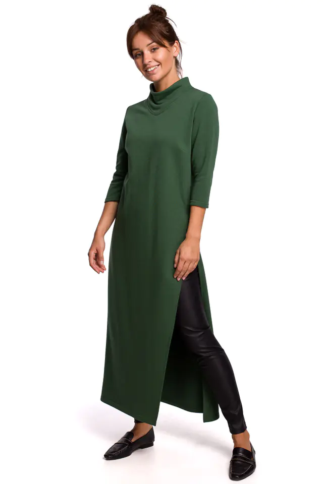 ⁨B163 Long tunic with slit - grass (Green, size S (36))⁩ at Wasserman.eu