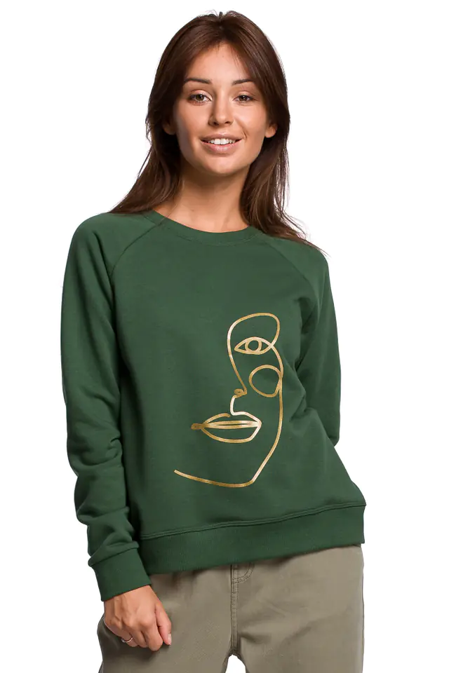 ⁨B167 Bluza z nadrukiem - trawiasta (kolor zielony, rozmiar L)⁩ w sklepie Wasserman.eu