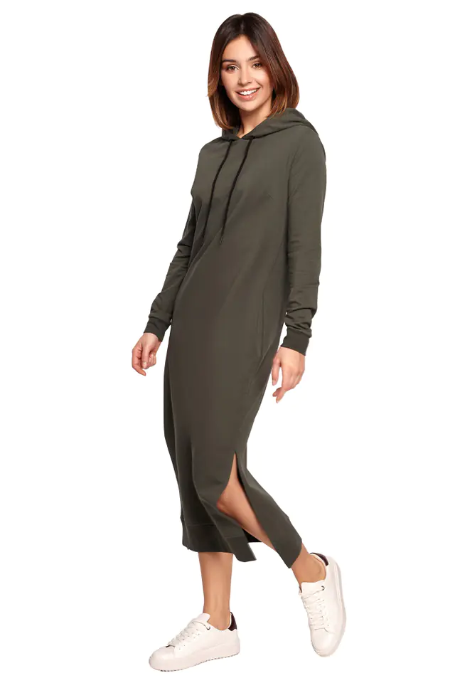 ⁨B197 Midi dress with hood - khaki (Khaki color, Size S (36))⁩ at Wasserman.eu