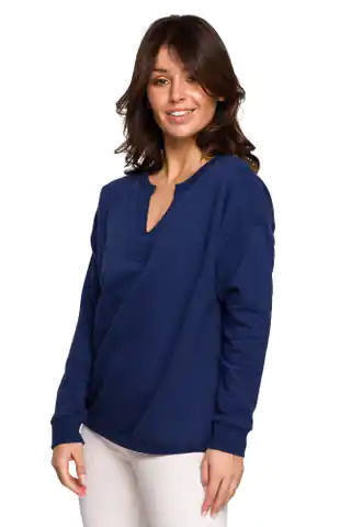 ⁨B225 Bluza z wycięciem w dekolcie - atramentowa (kolor niebieski, rozmiar XL)⁩ w sklepie Wasserman.eu