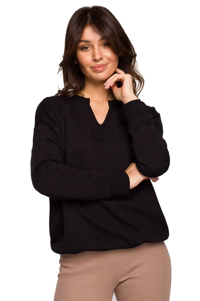 ⁨B225 Sweatshirt with neckline cut - black (Black, Size L (40))⁩ at Wasserman.eu
