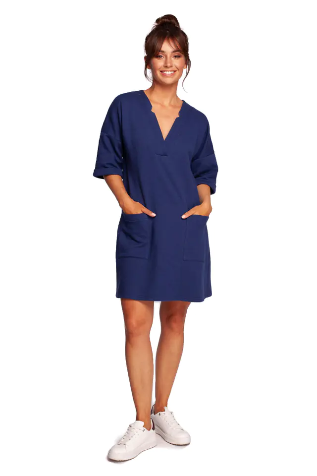 ⁨B233 Tunic with deep neckline and pockets - inkjet (Navy blue, size S/M)⁩ at Wasserman.eu