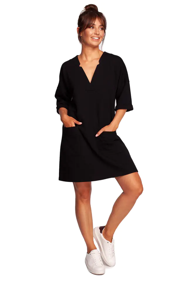 ⁨B233 Tunic with deep neckline and pockets - black (Colour black, size 2XL/3XL)⁩ at Wasserman.eu