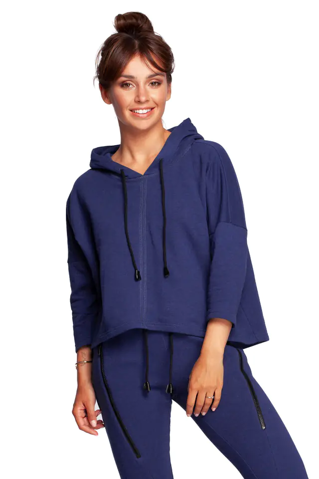 ⁨B239 Bluza o luźnym kroju z kapturem - atramentowa (kolor niebieski, rozmiar L/XL)⁩ w sklepie Wasserman.eu