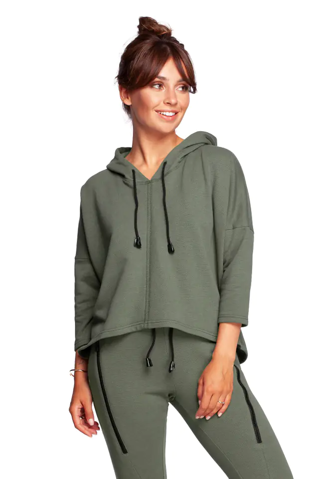 ⁨B239 Bluza o luźnym kroju z kapturem - khaki (kolor khaki, rozmiar L/XL)⁩ w sklepie Wasserman.eu