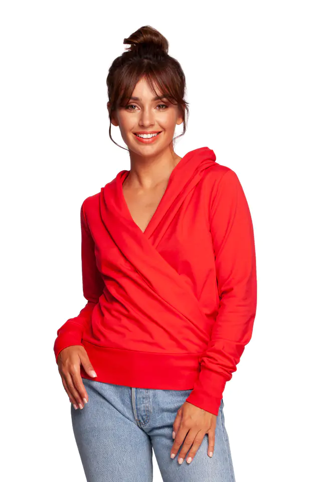 ⁨B246 Overlap sweatshirt with hood - red (Red, Size S (36))⁩ at Wasserman.eu