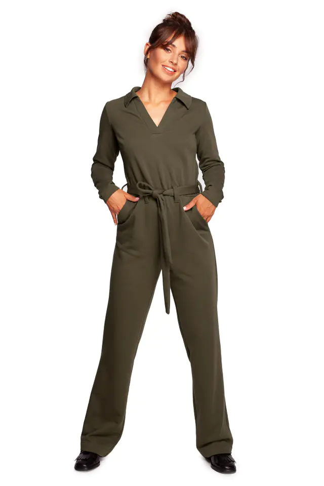 ⁨B248 Overalls with collar and belt - olive (Olive color, size S (36))⁩ at Wasserman.eu