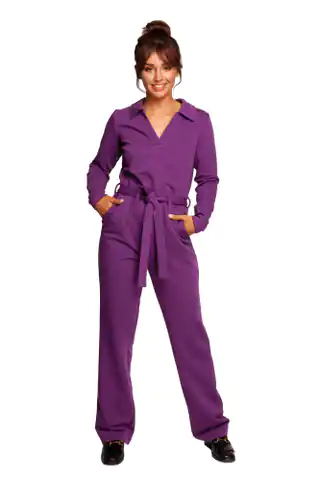 ⁨B248 Jumpsuit with collar and belt - purple (Colour purple, Size L (40))⁩ at Wasserman.eu