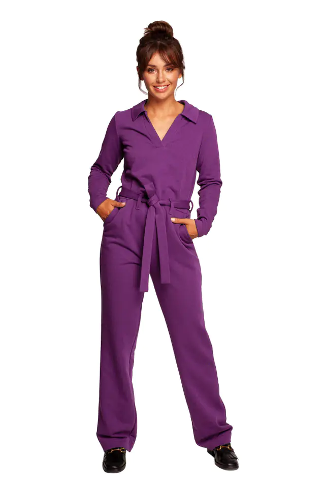 ⁨B248 Jumpsuit with collar and belt - purple (Colour purple, Size L (40))⁩ at Wasserman.eu