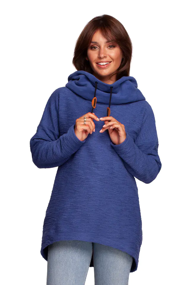 ⁨B249 Bluza z kominem i kapturem - indygo (kolor indygo, rozmiar L)⁩ w sklepie Wasserman.eu