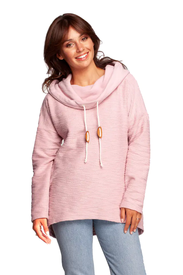 ⁨B249 Sweatshirt with chimney and hood - powder (Powder pink, Size L (40))⁩ at Wasserman.eu