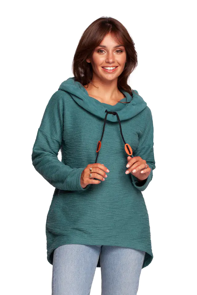 ⁨B249 Sweatshirt with chimney and hood - turquoise (Turquoise, Size S (36))⁩ at Wasserman.eu