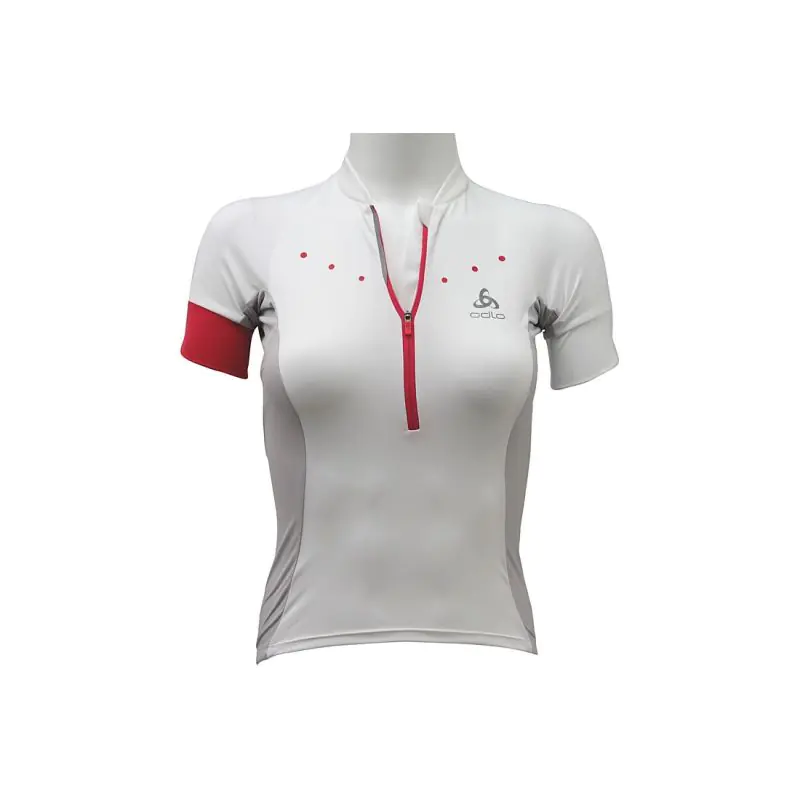 ⁨Koszulka Odlo Stand-Up Collar S/S 1/2 Zip Gavia W 410891-10000 (kolor Biały, rozmiar XL)⁩ w sklepie Wasserman.eu