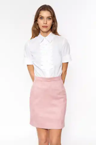 ⁨White shirt with pleats on the neckline - K67 (Color: white, Size XL (42))⁩ at Wasserman.eu