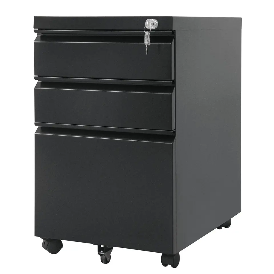 ⁨Maclean Cabinet, Sub-cabinet, Metal container with lock, On wheels, Black, MC-850⁩ at Wasserman.eu