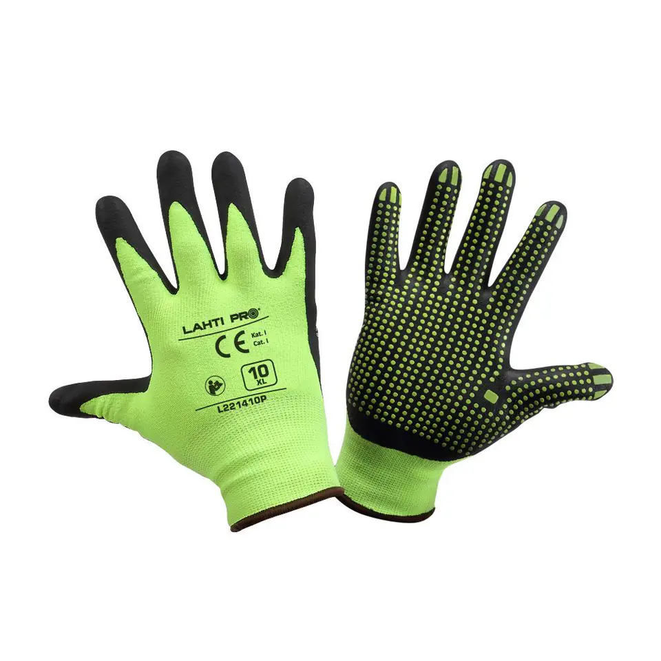 ⁨GLOVES NITRILE YELLOW-BLACK L221408P, CARD, "8", CE, LAHTI⁩ at Wasserman.eu