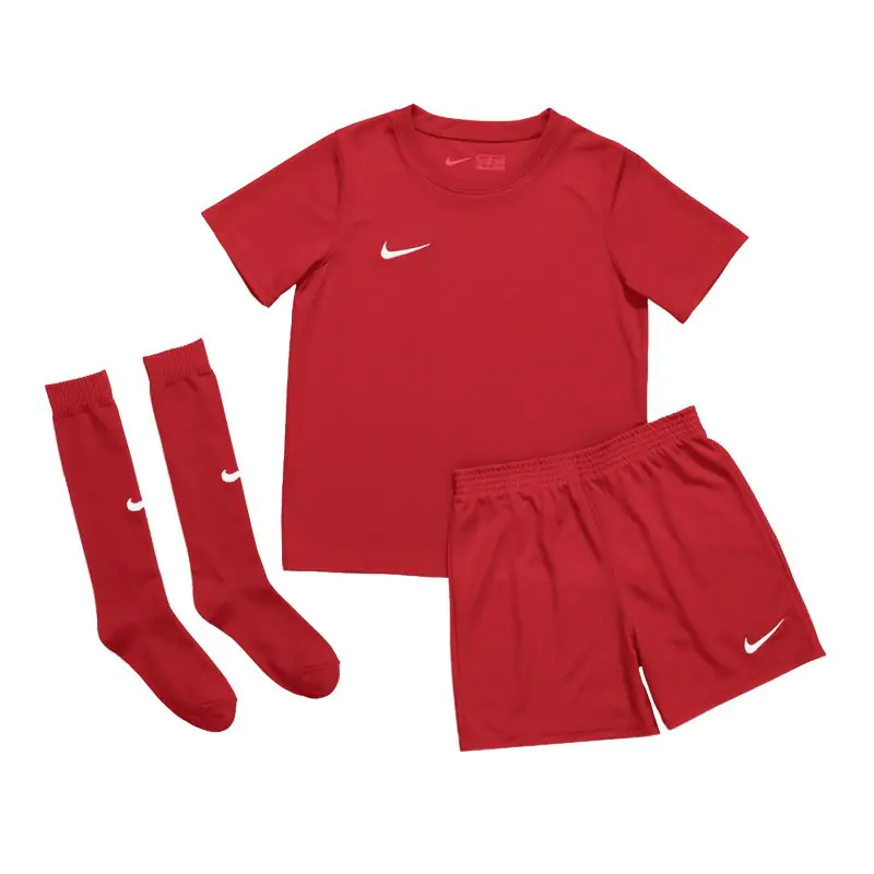 ⁨Komplet piłkarski Nike Dry Park 20 Jr CD2244 (kolor Czerwony, rozmiar 104 - 110)⁩ w sklepie Wasserman.eu