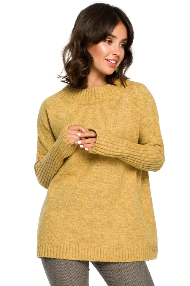 ⁨BK009 Sweter zakładany przez głowę - musztardowy (kolor żółty, rozmiar uni)⁩ w sklepie Wasserman.eu