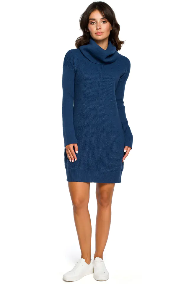 ⁨BK010 Sweater mini turtleneck dress - blue (Color: blue, Size S-L)⁩ at Wasserman.eu