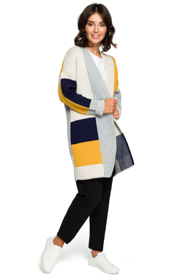 ⁨BK011 Cardigan multicolour - model 2 (navy blue) (Navy blue, size S-L)⁩ at Wasserman.eu