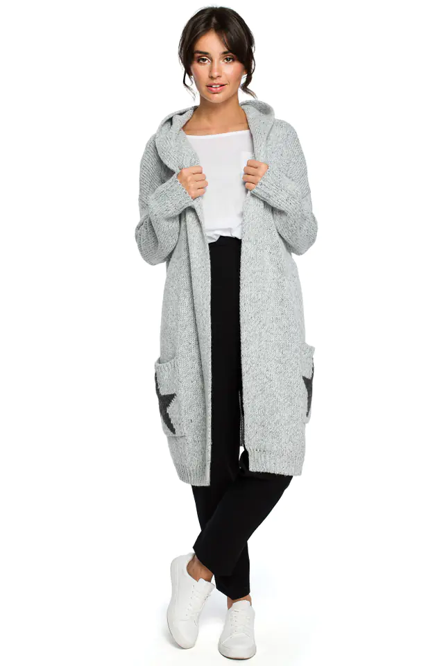 ⁨BK013 Star Cardigan - Grey (Grey colour, Size S-L)⁩ at Wasserman.eu