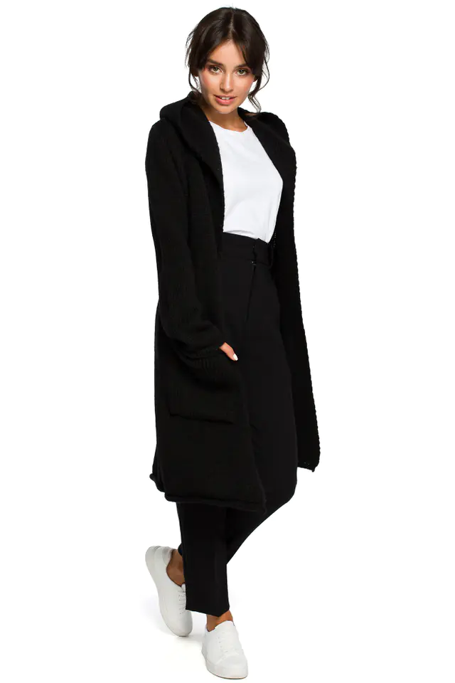 ⁨BK016 Cardigan with hood and pockets - black (Color: black, Size S-L)⁩ at Wasserman.eu