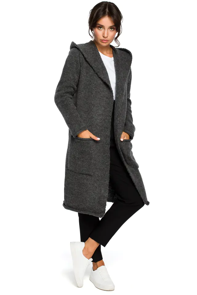 ⁨BK016 Cardigan with hood and pockets - graphite (Graphite color, size S-L)⁩ at Wasserman.eu