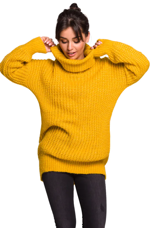 ⁨BK030 Long turtleneck sweater - honey (Yellow, size L/XL)⁩ at Wasserman.eu