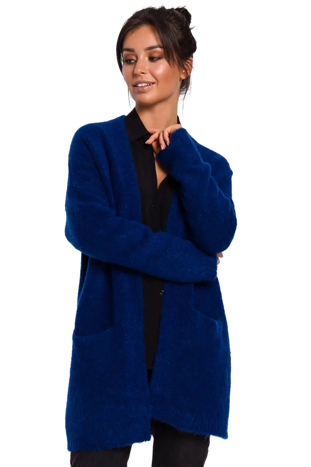 ⁨BK034 Smooth cardigan with pockets - sapphire (Colour blue, Size S/M)⁩ at Wasserman.eu