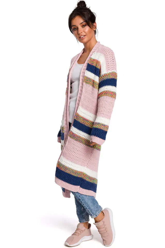 ⁨BK036 Cardigan multicolour - model 1 (Light pink, size S/M)⁩ at Wasserman.eu